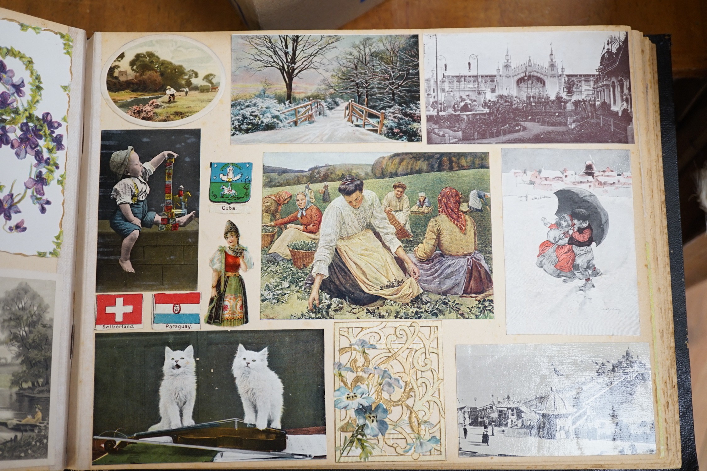 Two Victorian scrap albums and Victorian chromolithographic scraps